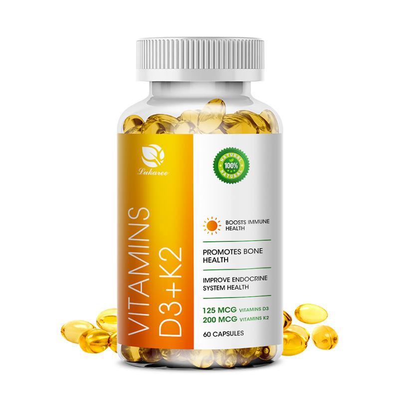 Vitamin D3K2 Capsules with 5000IU D3 & 200mcg K2(MK-7) Supports Healthy Heart & Blood Circulation Promotes Bone Teeth Health Assists lmmune System Function