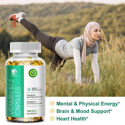 Vitamin B12 Capsule 5000 mg Methyl B12 Supports Healthy Mood, Energy, Heart & Eye Brain & GI Tract Health