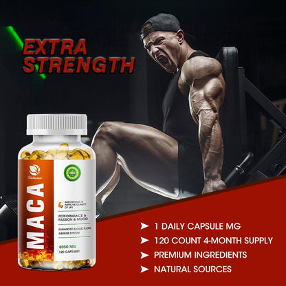 7 in1 Organic Maca Root Powder Capsules with Peruvian Maca Root Extract, Ashwagandha and More Equivalent 8050mg - Natural Energy, For Men and Women, Reproductive Health