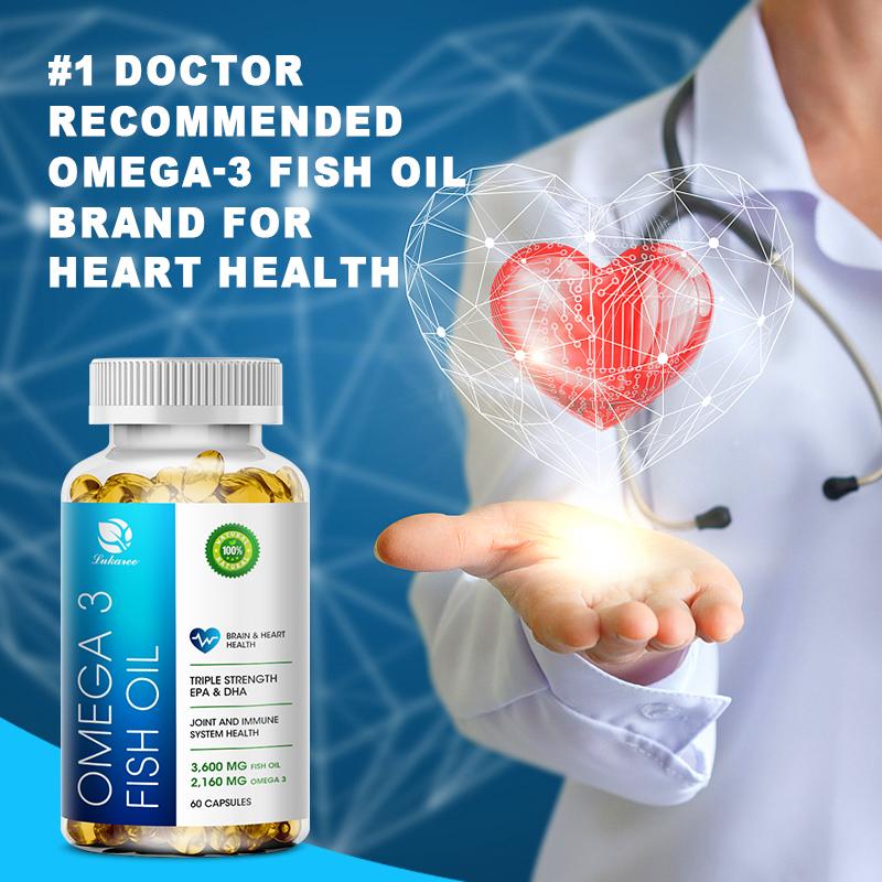 Triple Strength Deep Sea Oil Omega 3 Supplement, Fish Oil 3600mg EPA And DHA for Supports Heart Brain Health Antioxidant Improve concentration