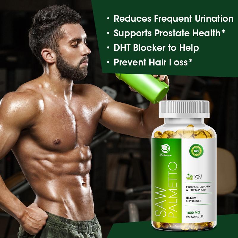 Saw Palmetto Capsules 1000 mg for Prostate Health Extend Puberty Reduce Baldness & Thinning Hair & Regulate Hormone Changes in the Body for Gentlemen Sex Capsule