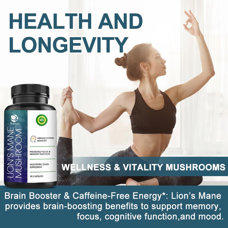 LUKAREE Lions Mane Complex 90caps | 5 types Mushroom, Nootropic Brain Support, Focus, Antioxidant