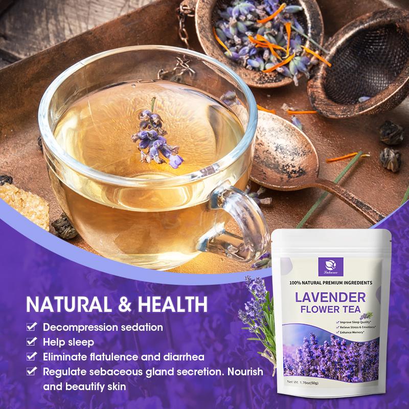 Organic Dried Lavender Flowers Tea Pure Natural Lavender Tea for Improve Sleep Detox Body Gas &amp; Bloating Immune Health Balance Mood Support