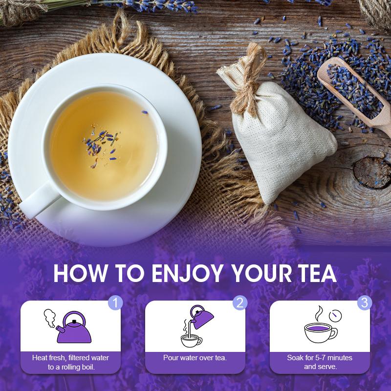 Organic Dried Lavender Flowers Tea Pure Natural Lavender Tea for Improve Sleep Detox Body Gas &amp; Bloating Immune Health Balance Mood Support