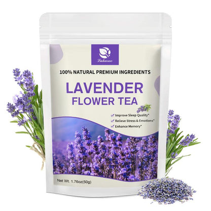 Organic Dried Lavender Flowers Tea Pure Natural Lavender Tea for Improve Sleep Detox Body Gas &amp; Bloating Immune Health Balance Mood Support