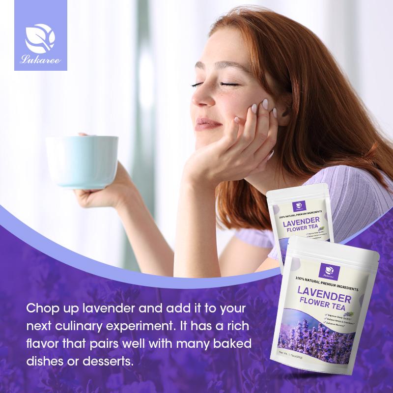 Organic Dried Lavender Flowers Tea Pure Natural Lavender Tea for Improve Sleep Detox Body Gas &amp; Bloating Immune Health Balance Mood Support