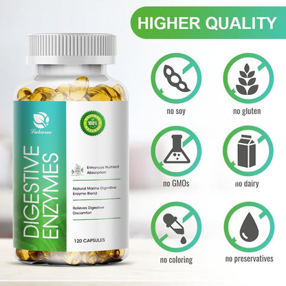 Digestive Enzyme Capsules Prebiotic & Probiotic Supplements Vegetarian Formula Better Digestion & Lactose Absorption