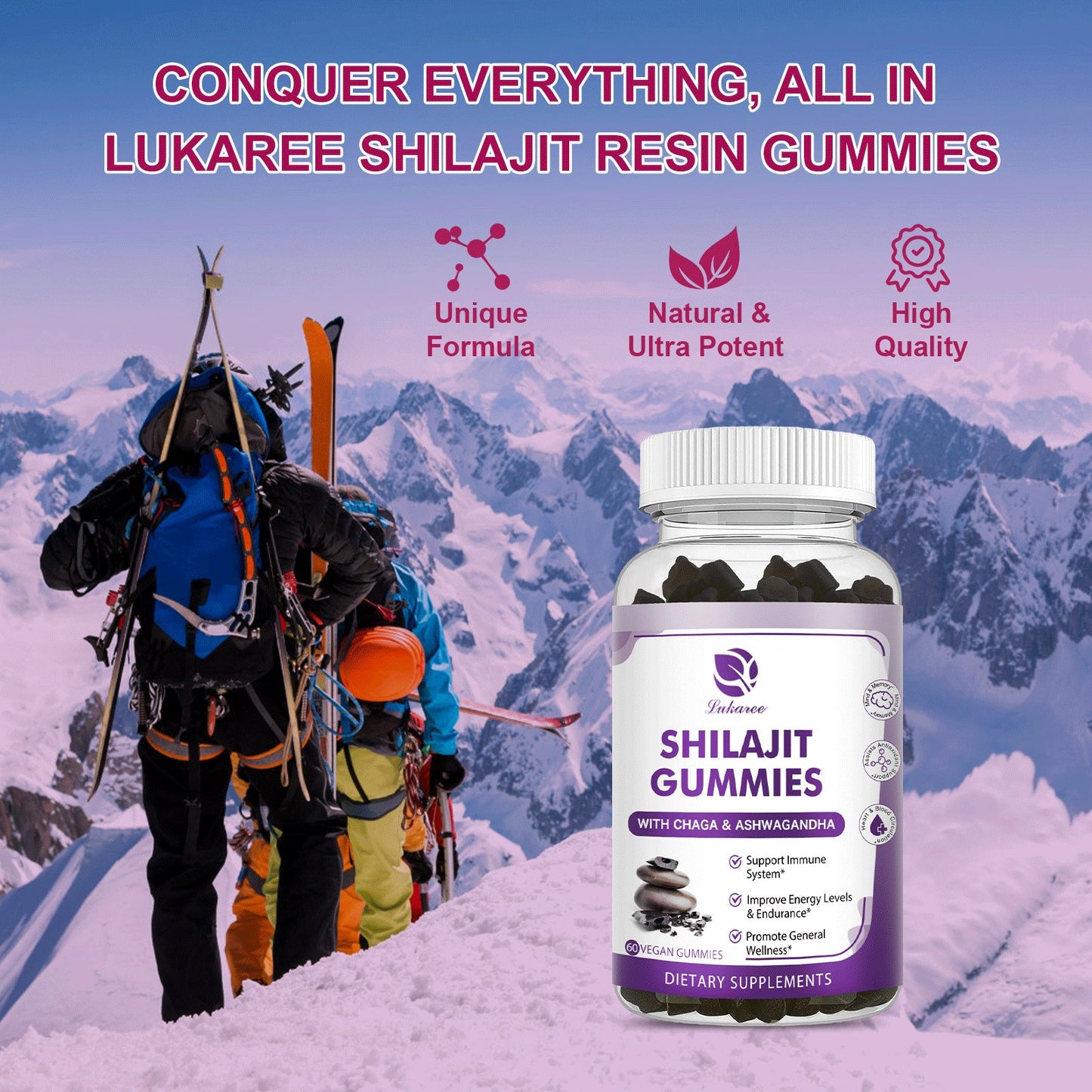 Shilajit Supplement Gummies with Black Seed Oil, Extra Strength Himalayan Resin Pure Organic 13-in-1 Complex Chewables - for Energy, Cognitive & Immunity Support - Shilajit for Men & Women