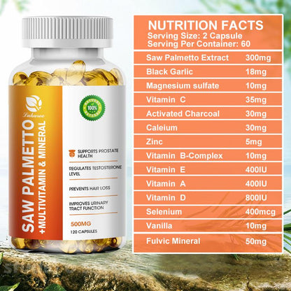 Saw Palmetto Capsules  Supports Prostate Health Urinary Tract Function Improves Fertility