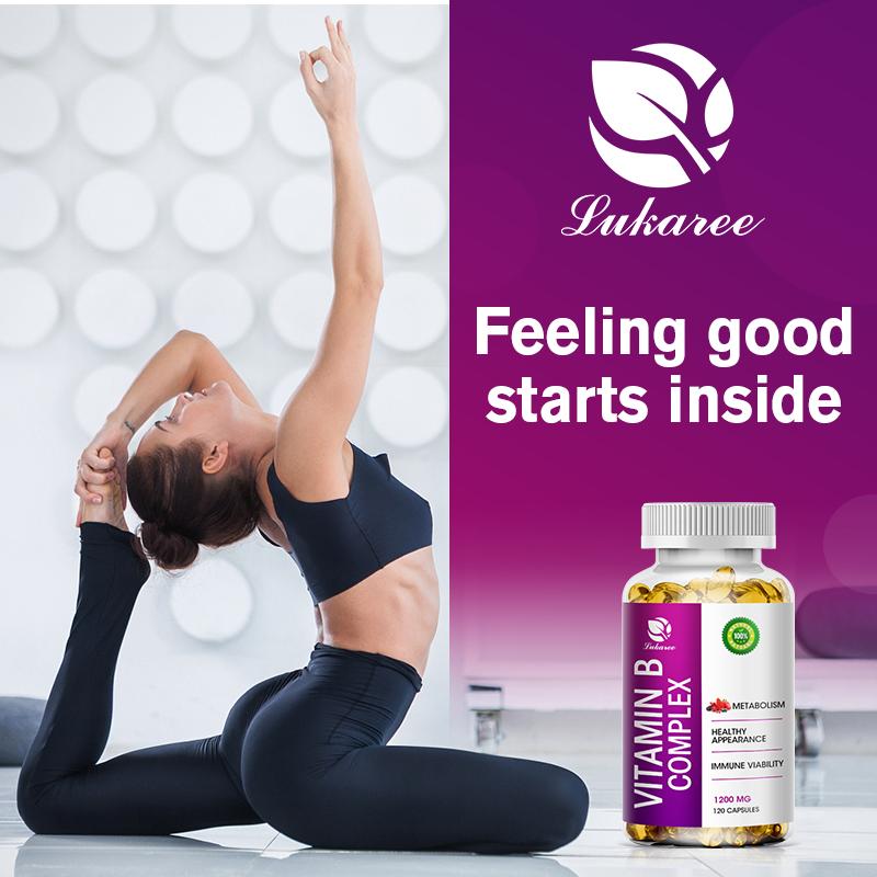 Vitamin B Complex Capsules All B Vitamin Including(B1, B2, B3, B5, B6,B12) for Reduce Stress, Energy and Healthy Immune System Vegan Supports