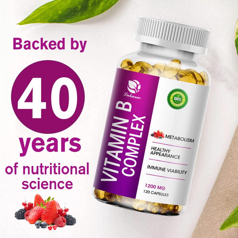 Vitamin B Complex Capsules All B Vitamin Including(B1, B2, B3, B5, B6,B12) for Reduce Stress, Energy and Healthy Immune System Vegan Supports