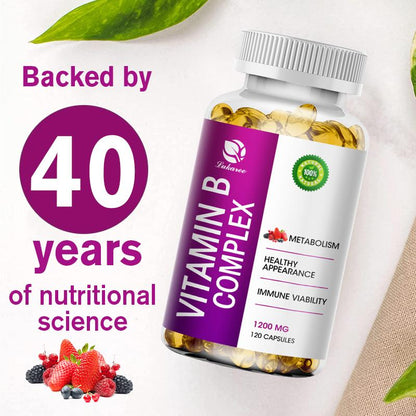 Vitamin B Complex Capsules All B Vitamin Including(B1, B2, B3, B5, B6,B12) for Reduce Stress, Energy and Healthy Immune System Vegan Supports