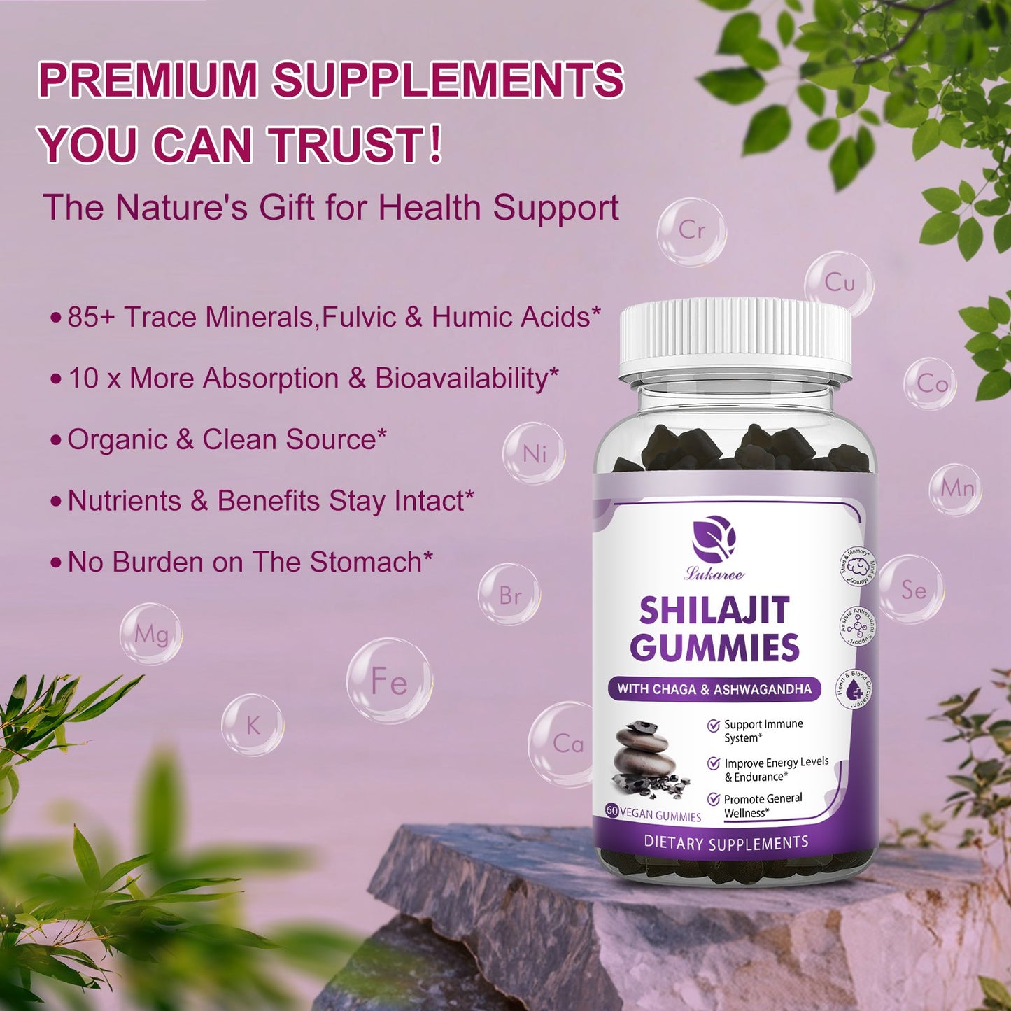 Shilajit Supplement Gummies with Black Seed Oil, Extra Strength Himalayan Resin Pure Organic 13-in-1 Complex Chewables - for Energy, Cognitive & Immunity Support - Shilajit for Men & Women
