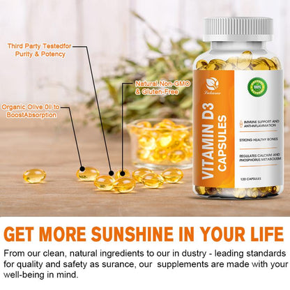 Vitamin D3 5000iu (125 mcg) for Healthy Muscle Function, and Immune Support