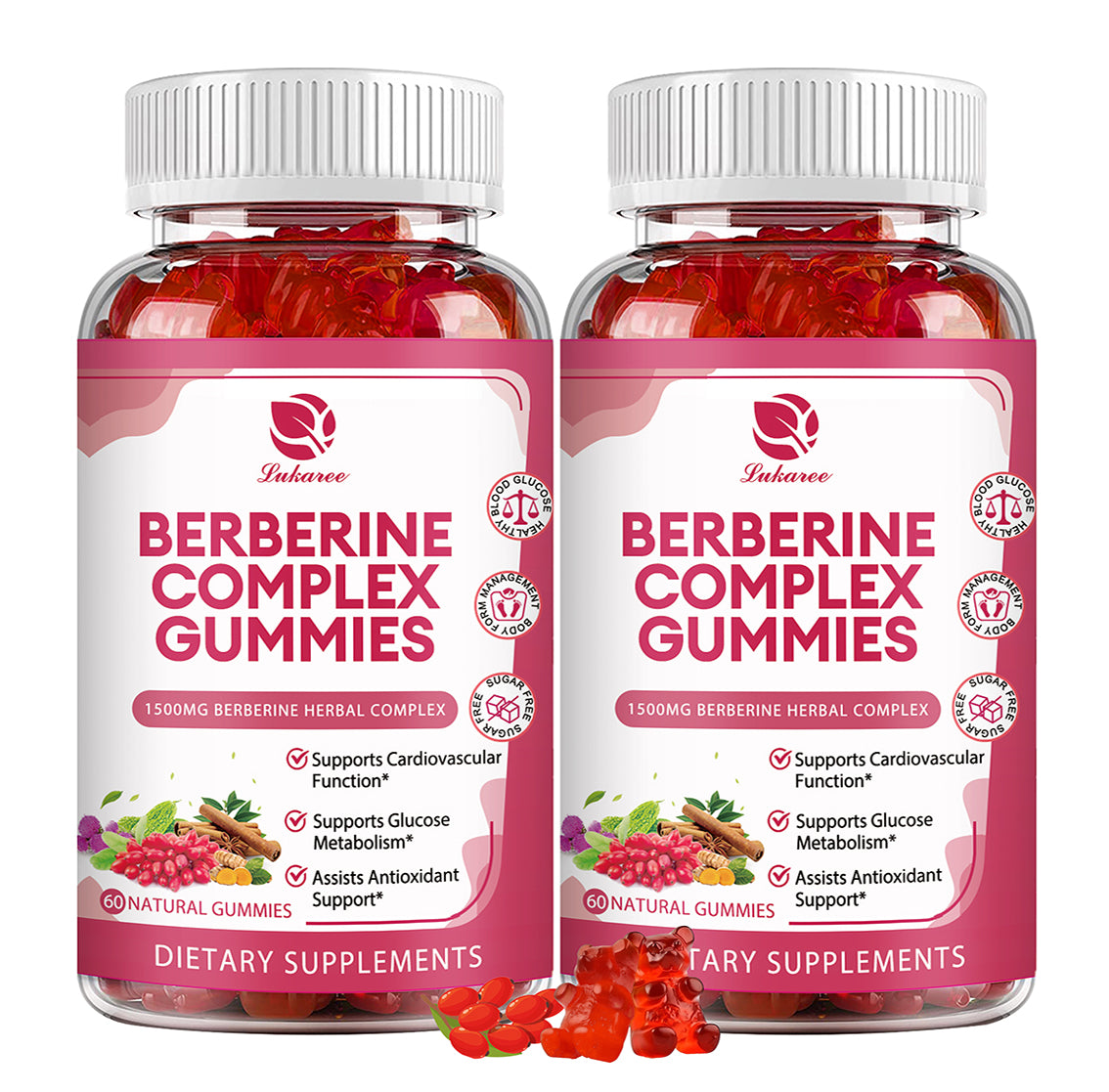 Berberine Complex Gummies- Berberine 1500mg with Ceylon Cinnamon, Turmeric, Milk Thistle Bitter Melon - Antioxidant Support - Promotes Overall Immune Health -120 Counts